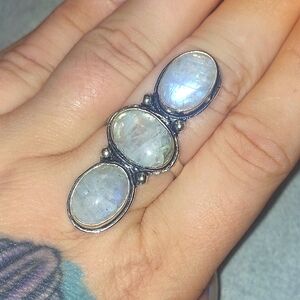 Triple Stone Moonstone Statement Ring